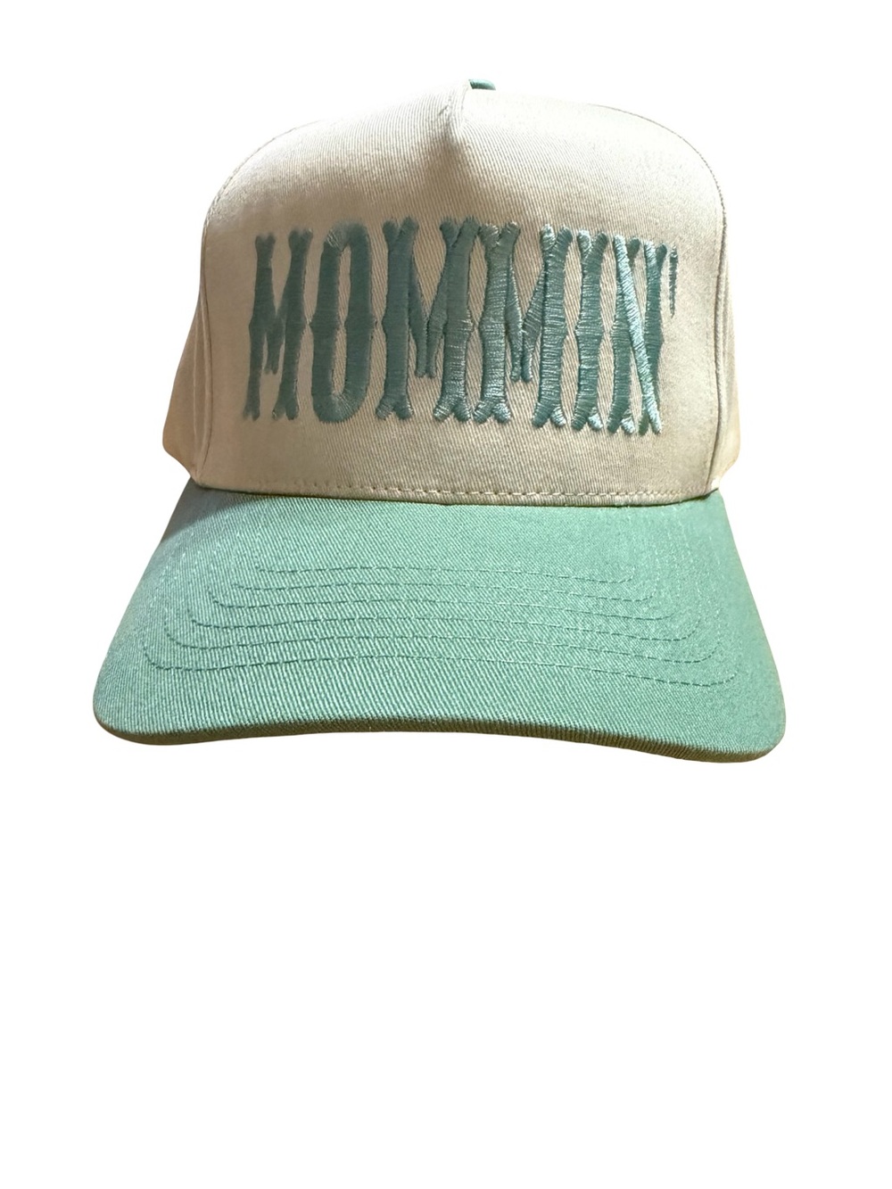 MOMMIN’ Embroidered Two-Tone Trucker Hat - Mint & Cream NWT